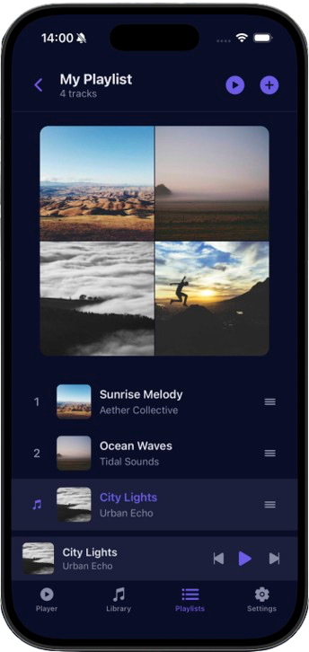 Coda playlist screen